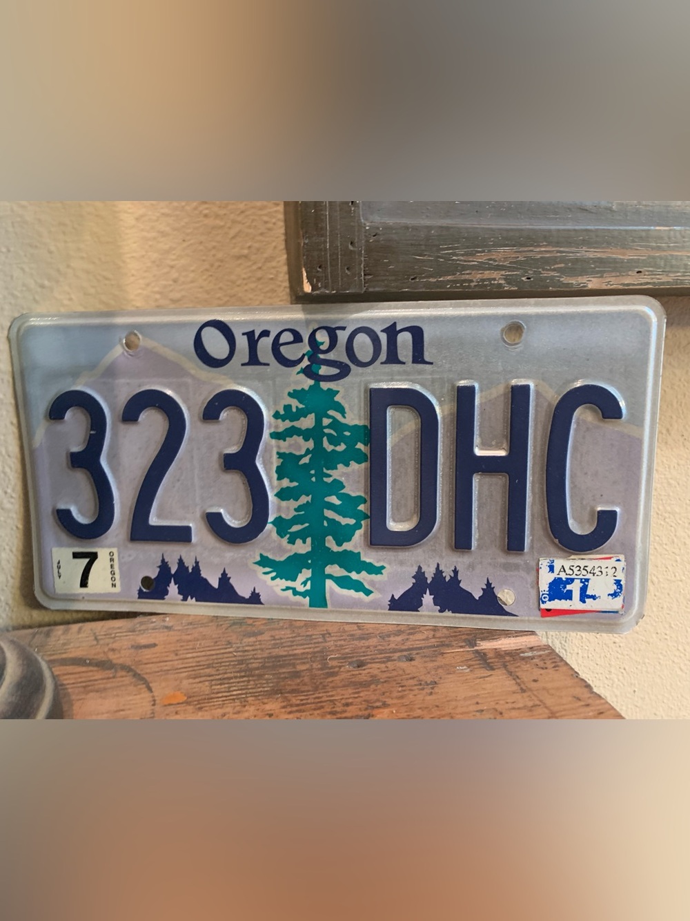 Oregon License Plate Wall Decor - Green Tree, Blue Text
